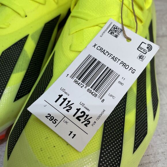 Adidas X Crazyfast Pro FG Men\'s Sz 11.5 Solar Yellow Blk Soccer Cleats IG0601 main image 10